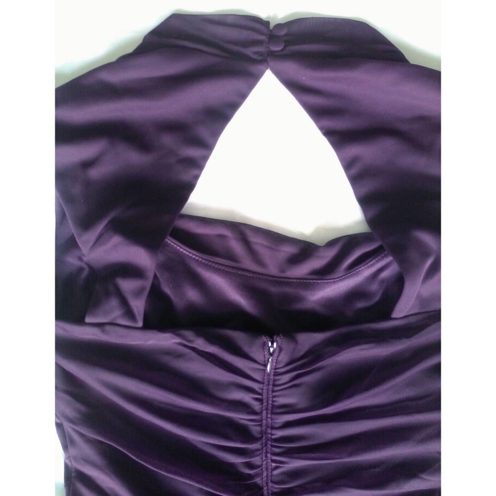 Embellished Purple Ruched Chiffon Empire Wrap Prom Gown Dress R&M Richards Sz 12 - Picture 7 of 8